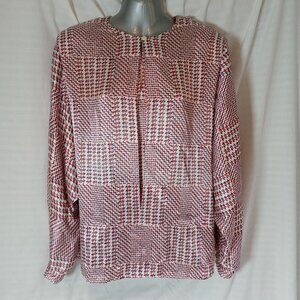 Vintage Blouse Shirt Highland Queen Made Hong Kong Tartan Red Blue Size 16 XL